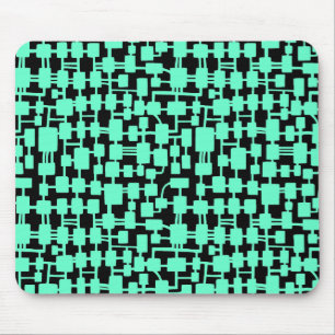 Abstract Network - Turquoise on Black Mouse Mat