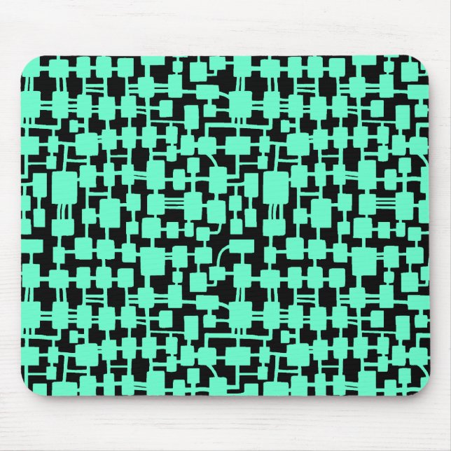 Abstract Network - Turquoise on Black Mouse Mat (Front)