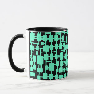 Abstract Network - Turquoise on Black Mug