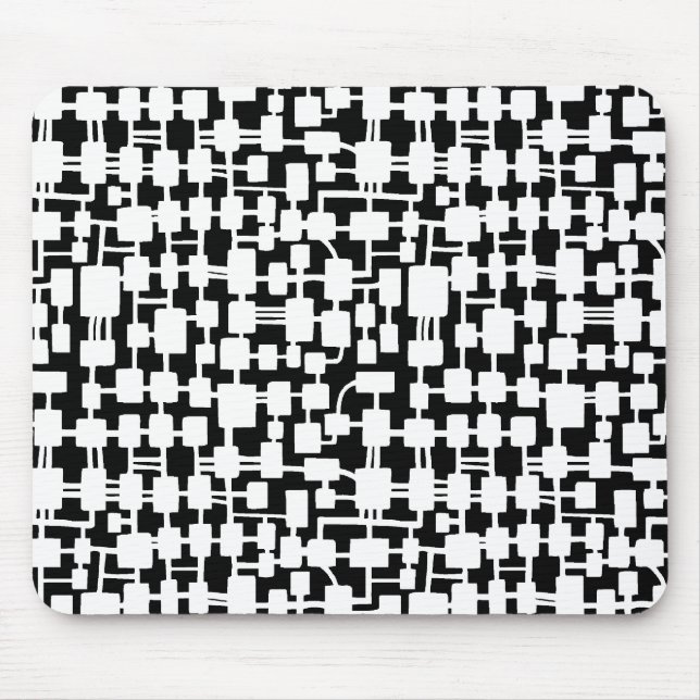 Abstract Network - White on Black Mouse Mat (Front)