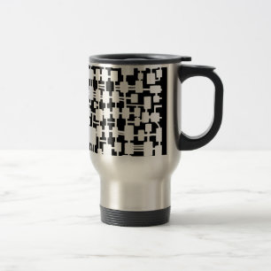 Abstract Network - White on Black Travel Mug