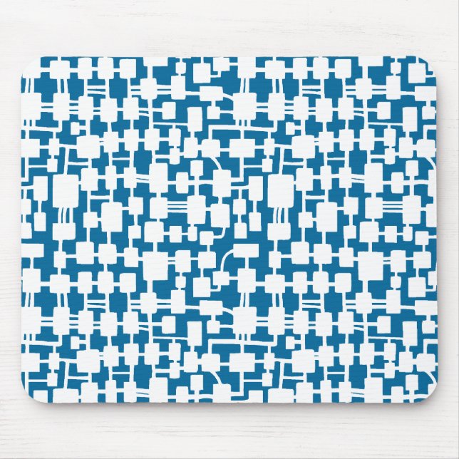 Abstract Network - White on Blue 006699 Mouse Mat (Front)