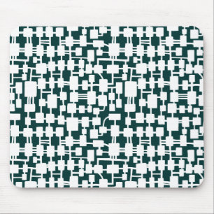 Abstract Network - White on Dark Green 003333 Mouse Mat