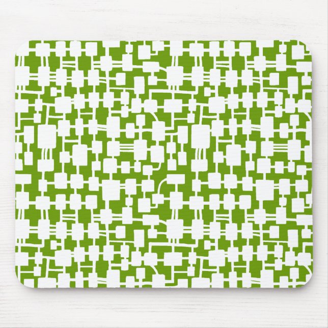 Abstract Network - White on Green 669900 Mouse Mat (Front)