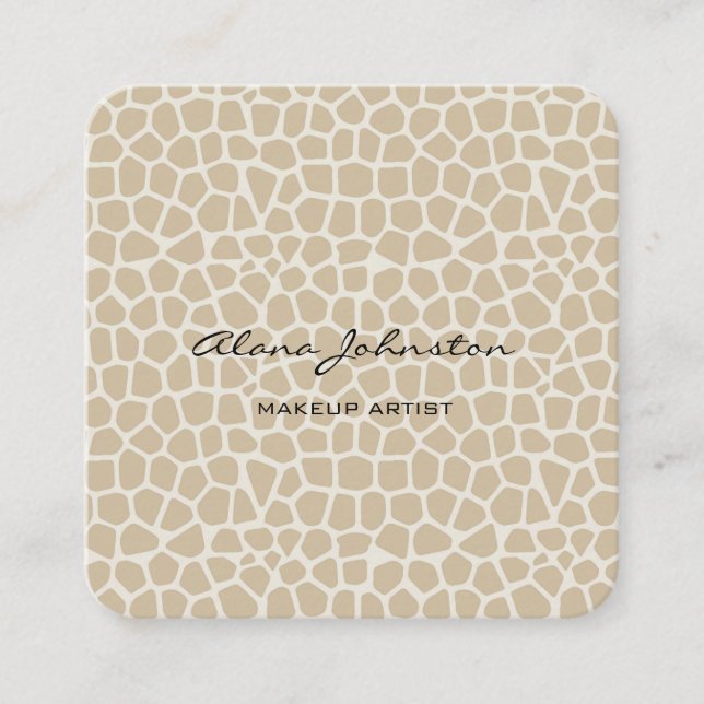 Abstract Neutral Animal Print Makeup Artist Square Business Card (Front)
