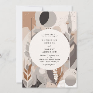 abstract neutral bohemian wedding invitation