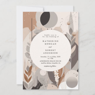 abstract neutral bohemian wedding invitation