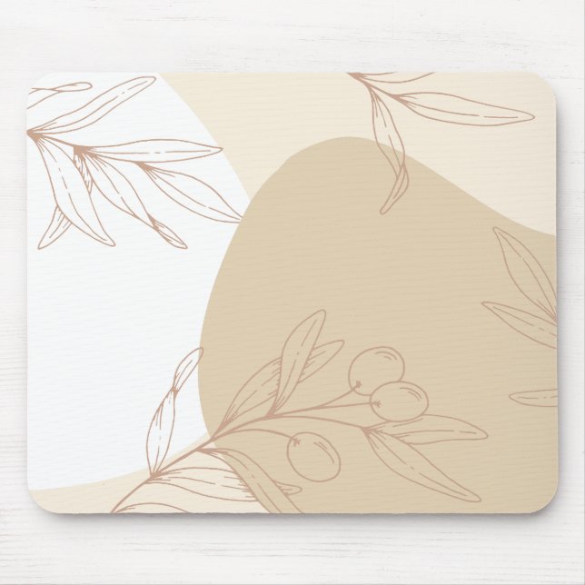 Abstract Neutral Boho Art Mouse Mat (Front)