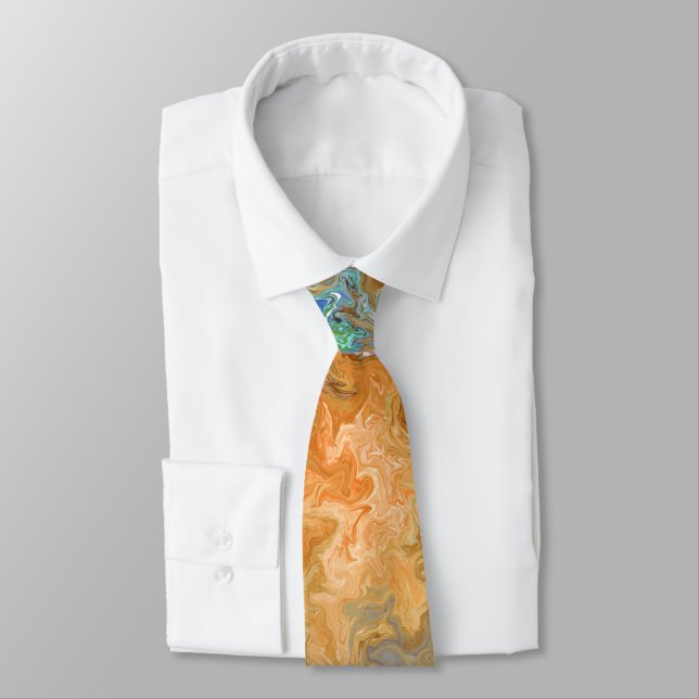 Abstract Neutral Colors Neck Tie (Tied)
