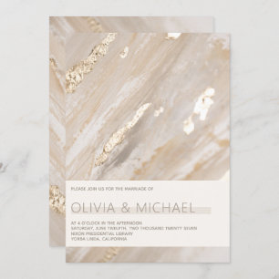 Abstract Neutral Painterly Champagne Gold Modern Invitation