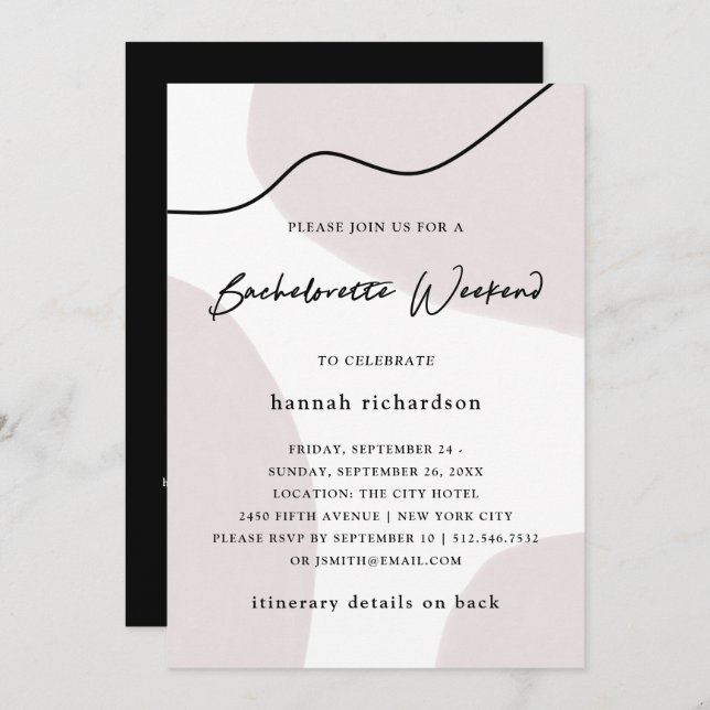Abstract Neutral | Watercolor Bachelorette Weekend Invitation (Front/Back)