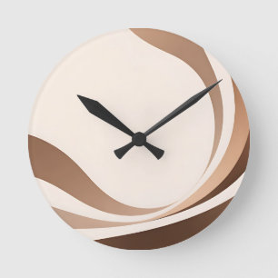Abstract Neutral Waves Boho Earth Tones Round Clock