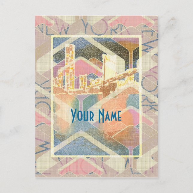 Abstract New York City Pastel Manhattan Bridge Postcard (Front)