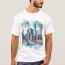  Abstract New York City Watercolor T-Shirt