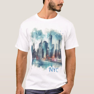  Abstract New York City Watercolor T-Shirt