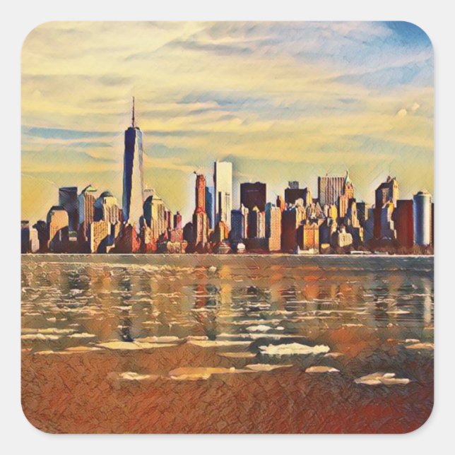 Abstract New York Skyline  Square Sticker (Front)