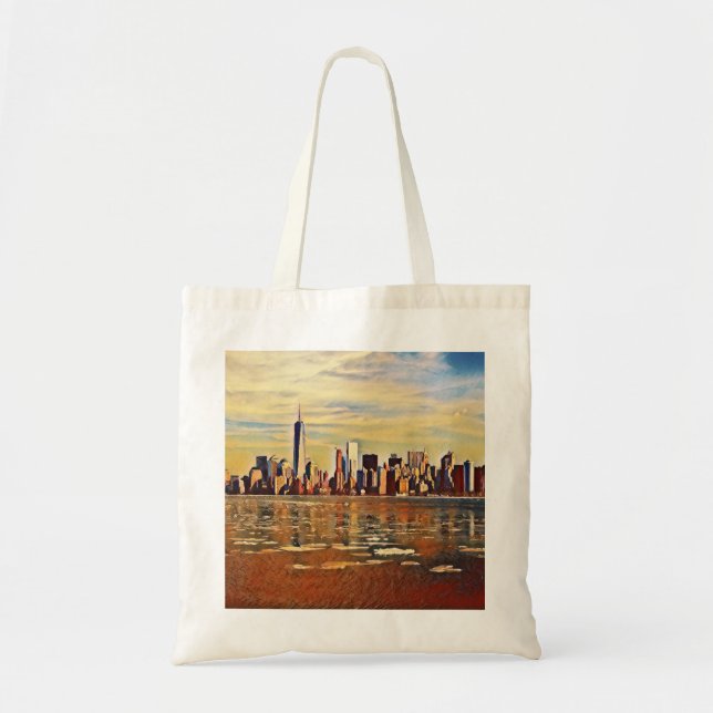 Abstract New York Skyline Tote Bag (Front)