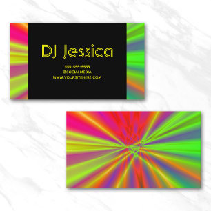 Abstract Night Club Neon Light Show Yellow DJ Business Card