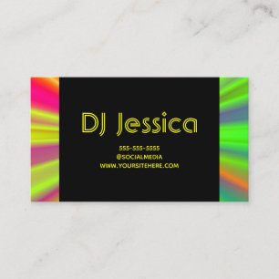 Abstract Night Club Neon Light Show Yellow DJ Business Card