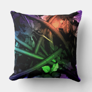 Abstract Night Glow Floral Throw Pillow