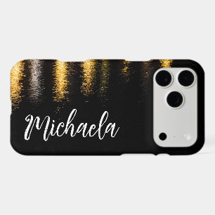 Abstract night lights sea shiny gold black Name