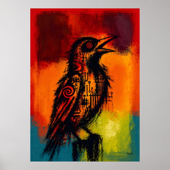 Abstract Nightingale in Color Fields Expressionist Poster (Front)
