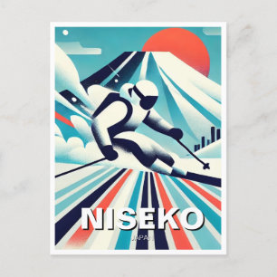 Abstract Niseko Japan Hokkaido Skier Skiing Postcard
