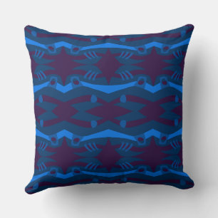Abstract Noah’s Ark Aubergine Teal Blue Cushion