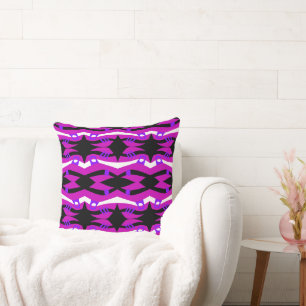Abstract Noah’s Ark Black Fuchsia Purple White Cushion