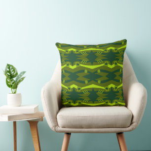 Abstract Noah’s Ark Green Olive Lime Cushion