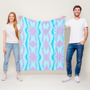 Abstract Noah's Ark Blue Lilac Fleece Blanket
