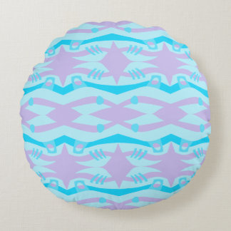 Abstract Noah's Ark Blue Lilac Round Cushion