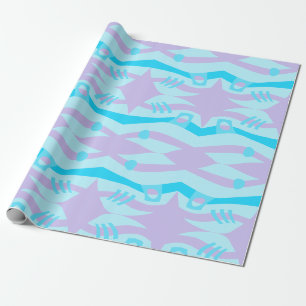 Abstract Noah's Ark Blue Lilac Wrapping Paper