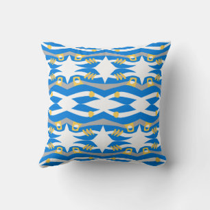 Abstract Noah's Ark Blue Yellow Gray Cushion