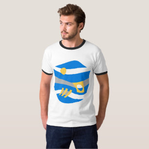 Abstract Noah's Ark Blue Yellow Grey T-Shirt