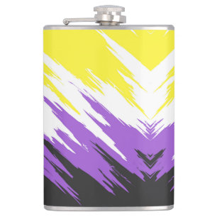 Abstract Nonbinary Pride Flag Hip Flask