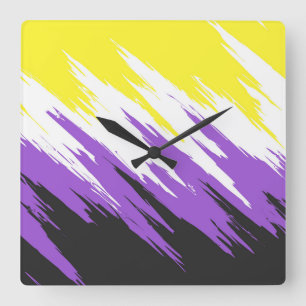 Abstract Nonbinary Pride Flag Square Wall Clock