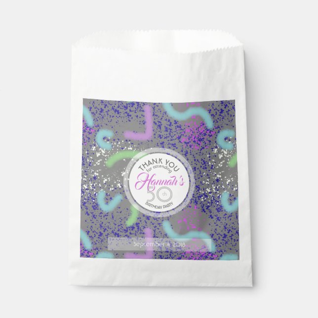 Abstract Noodle 50th Birthday Thank You favour Bag (Front)