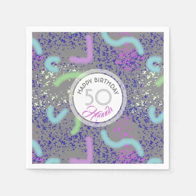 Abstract Noodles personalised 50th Birthday P Napk Napkin (Front)