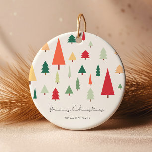 Abstract nordic Christmas trees pattern Ceramic Tree Decoration