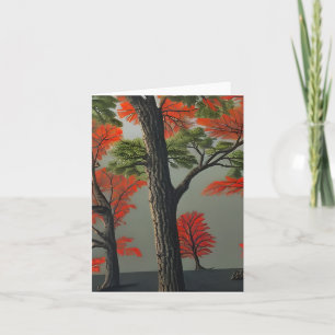 Abstract Northern Autumn Woodland Card