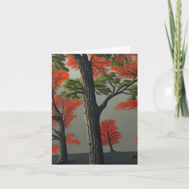 Abstract Northern Autumn Woodland Card (Front)