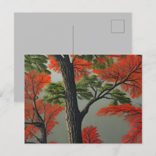 Abstract Northern Autumn Woodland Postcard