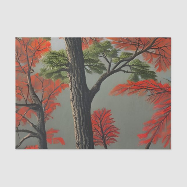 Abstract Northern Autumn Woodland Tissue Paper (Front)