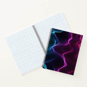 Abstract notebook cover features wavy blue