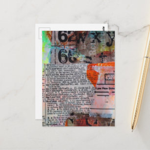 Abstract Numbers Letters Grunge collage Postcard