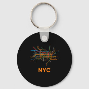 Abstract Nyc Subway Lines Minimalist New York Desi Key Ring