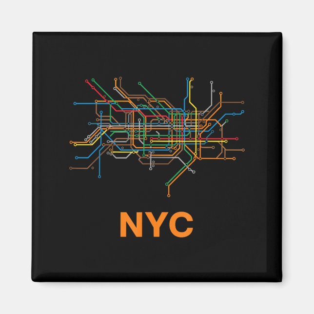Abstract Nyc Subway Lines Minimalist New York Desi Magnet (Front)