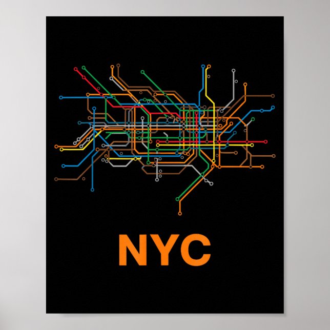 Abstract Nyc Subway Lines Minimalist New York Desi Poster (Front)