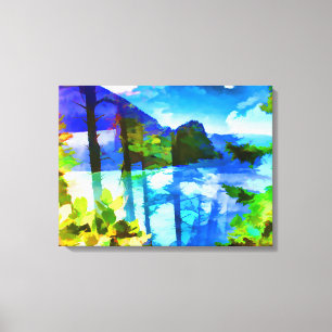Abstract Ocean and Mountains Canvas Print